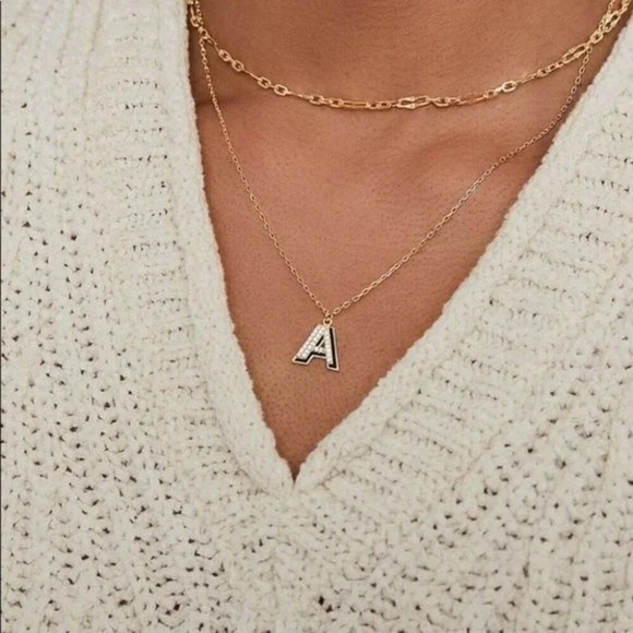 ARGENTO VIVO CZ ENAMEL BLOCK INITIAL K NECKLACE - Picture 4 of 4